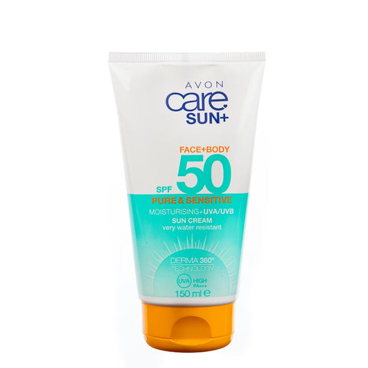 Avon Care Sun+Face+Body SPF 50 Pure & Sensitive Moisturising +UVA/UVB Sun Cream (150ml)