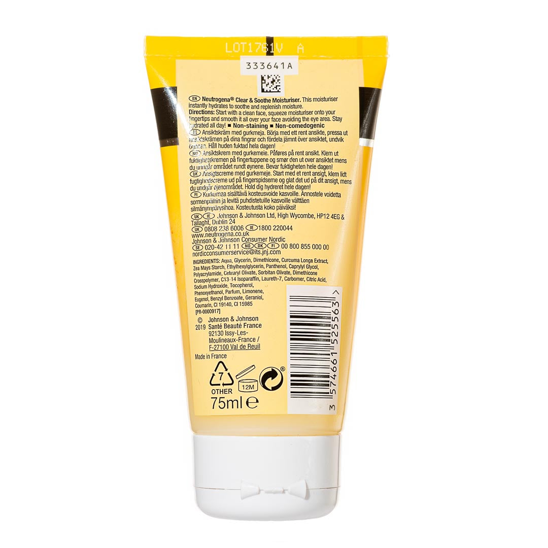 Neutrogena Clear & Soothe Moisturizer with tumeric (75ml)