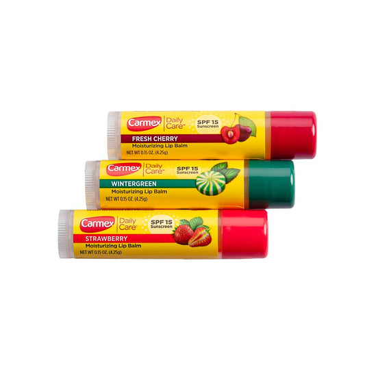 Carmex Daily Care Moisturizing Lip Balm Sticks, SPF 15, Multi-Flavor